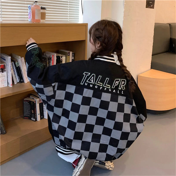 Womens Harajuku Patchwork Jacket Oversized Hoodie Anime Streetwear