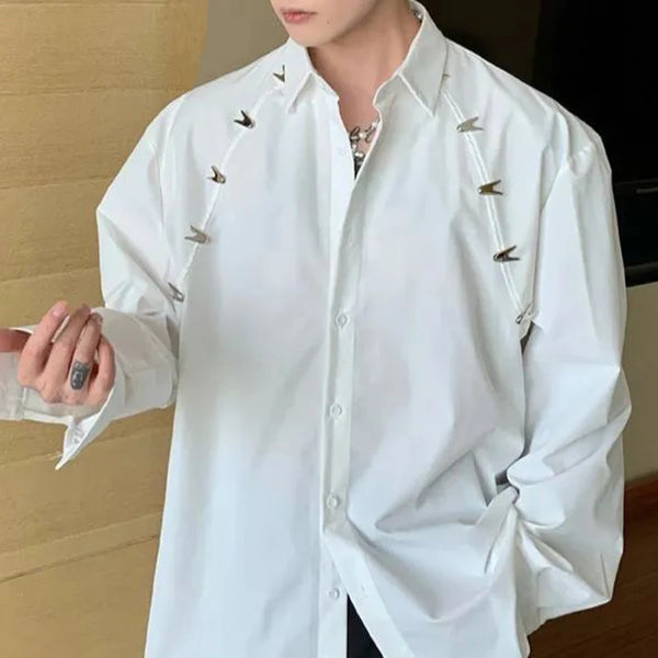 Y2K Metal Buckle Shirt Unisex Long Sleeve Genderless Top