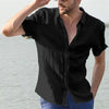 Men’s White Short Sleeve Shirt – Casual Slim Fit Button Down Beachwear Top