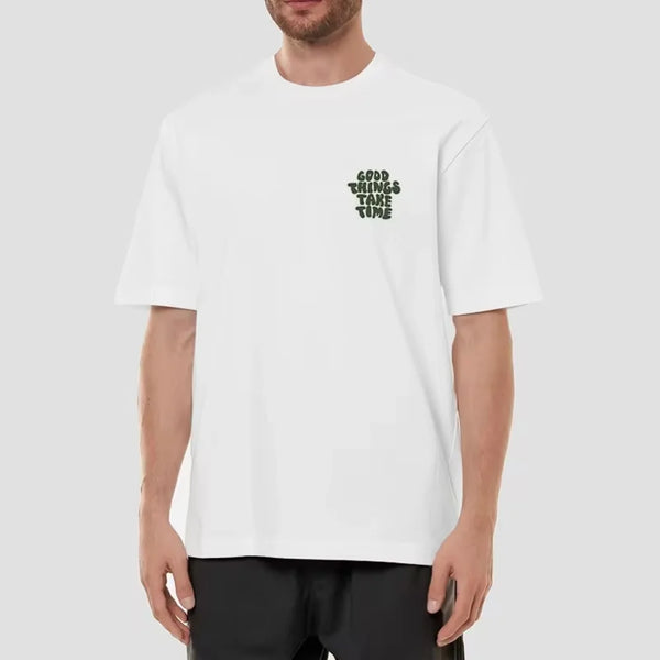Good Things Take Time' Letter Print Short-Sleeved Top T-Shirt
