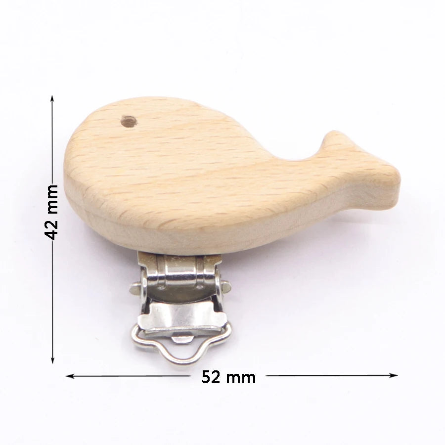 Wooden Baby Teething Clip Heart Animal Shape Holder