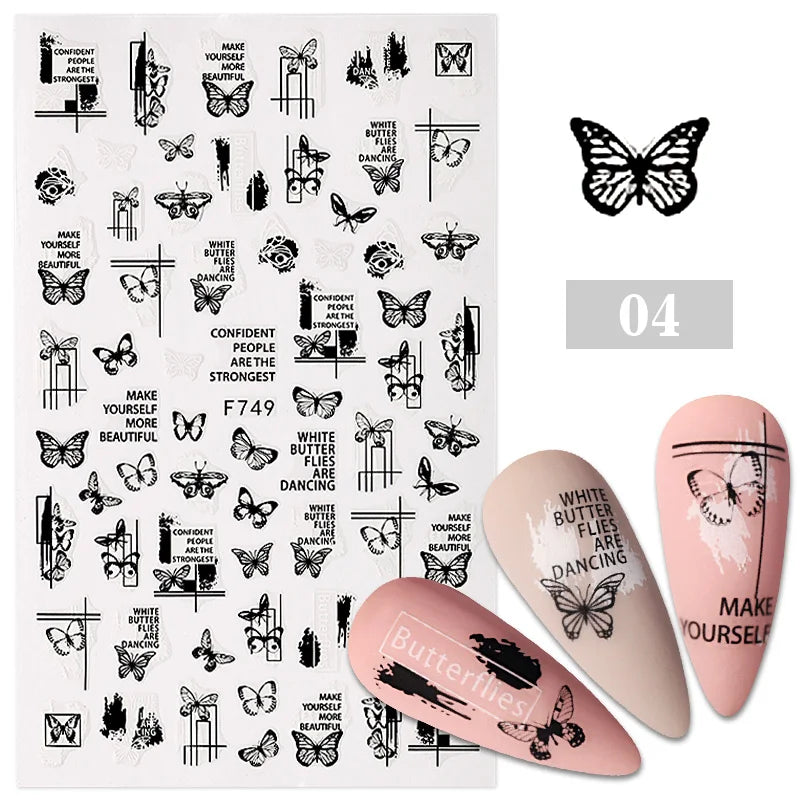 Black Butterfly Nail Stickers Art