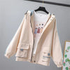 Womens Oversized Corduroy Jacket Hooded Zip Windbreaker Fall Coat