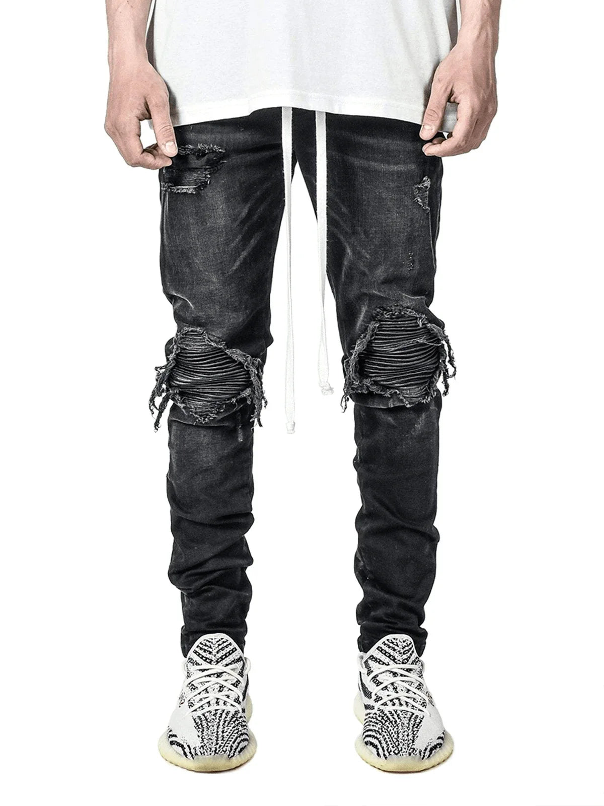 Motorcycle Street Wear Skinny Casual Denim Pants Jeans Straight Trousers