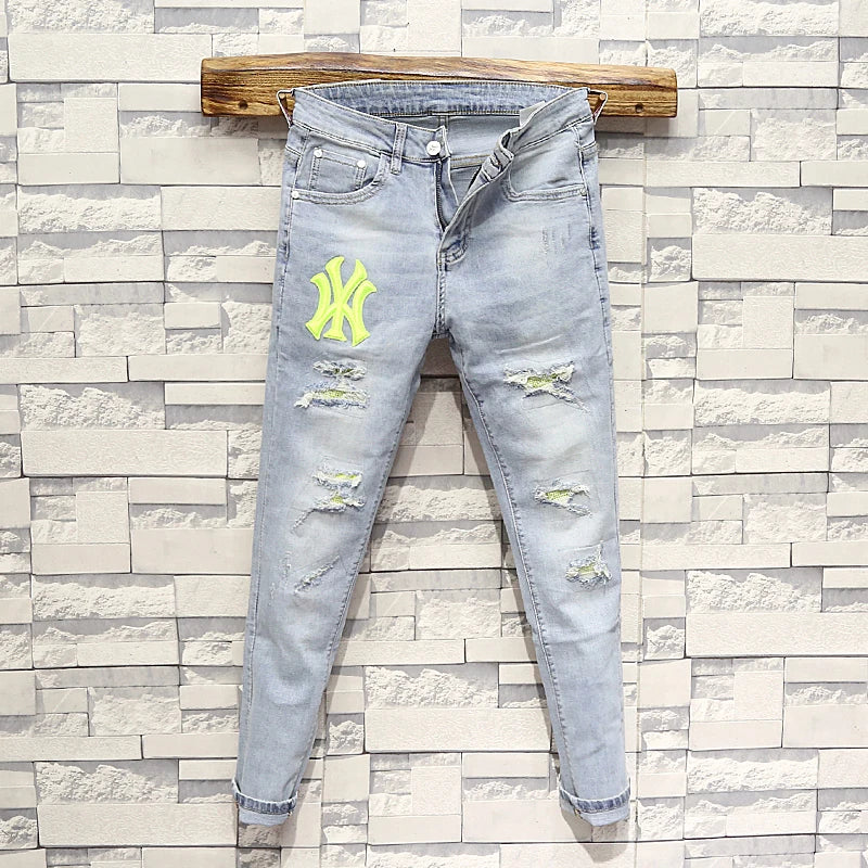 Washed White Patched Denim New Arrival Fashion Jeans