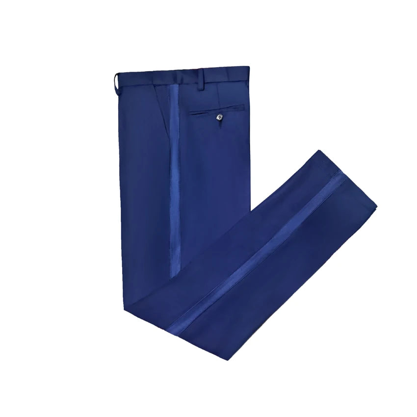 Men's Black Pants Satin Trim Slim Fit Suit Trousers