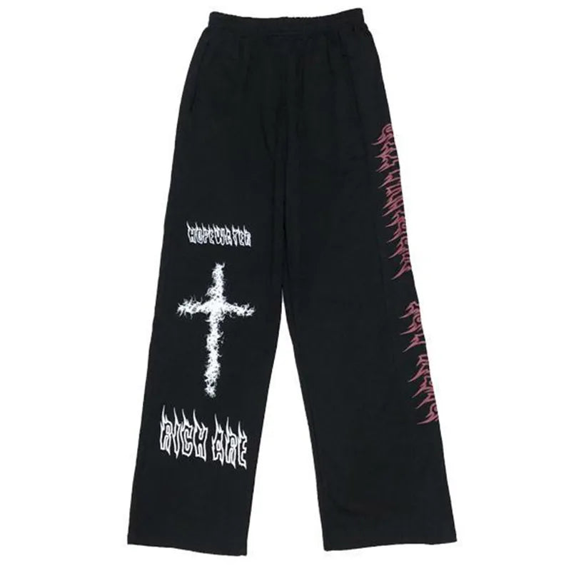 Aolamegs Gothic Sweatpants Graffiti Anime Punk Hippie Harajuku Street Streetwear