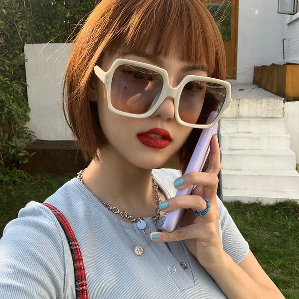 1970s Vintage DISCO Style Square Oversized Translucent Sunglasses