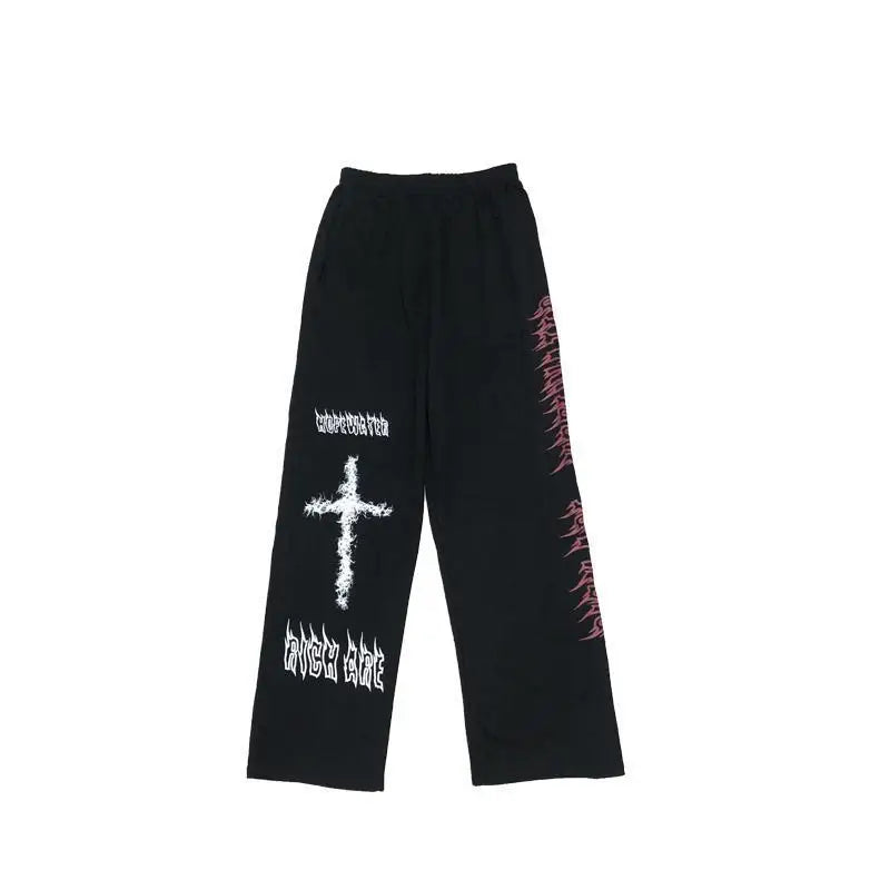 Hip Hop Goth Streetwear Wide Leg Graffiti Men Pants