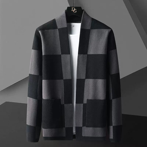 Mens Striped Knit Cardigan Brocade Sweater Cloak Cotton Outwear