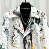 Graffiti Denim Jacket Men Motorcycle Style Lapel Short Coat