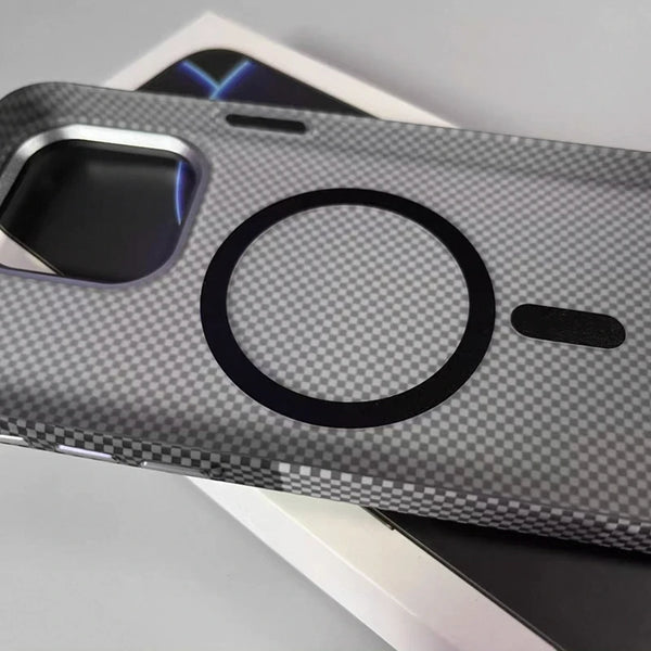 Pixel Grid iPhone Case Magnetic Metal Button 14 15 16 17 Pro Max