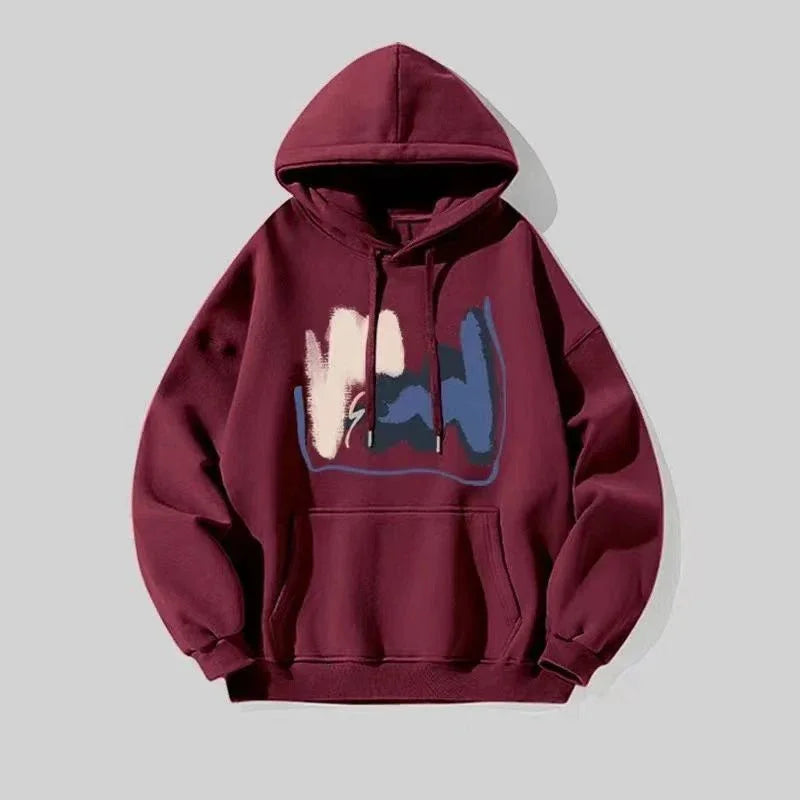 Men'x Casual Print Hoodie Loose Breathable Spring Autumn Sweatshirt