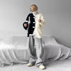 Mens Y2K Button Knit Cardigan Sweater Spliced Streetwear Jacket