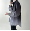 Men's shirt Gradient Plicated Long Sleeve Shirts Loose
