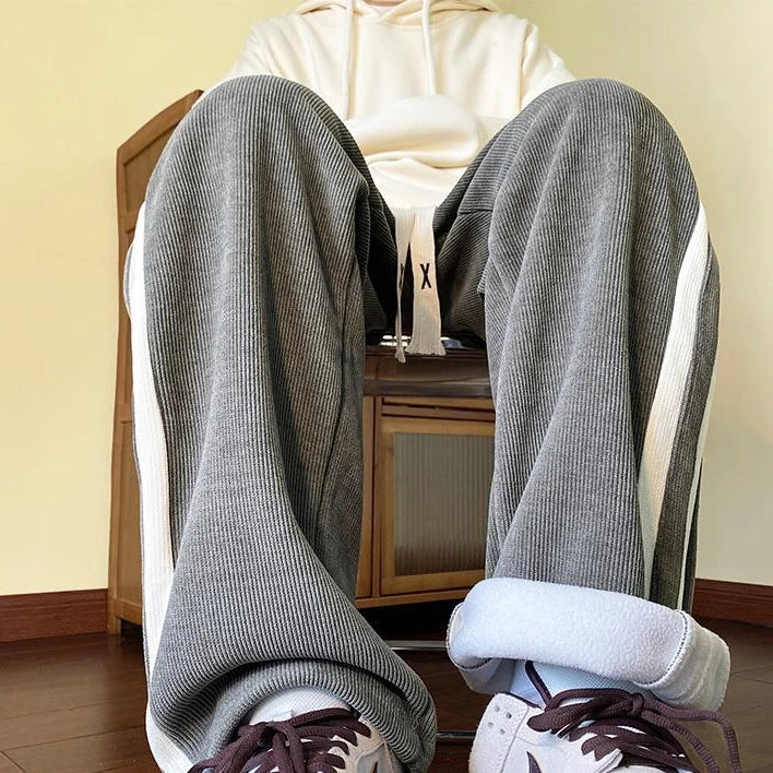 Men's Korean Striped Corduroy Pants Loose Retro Casual Winter Trousers