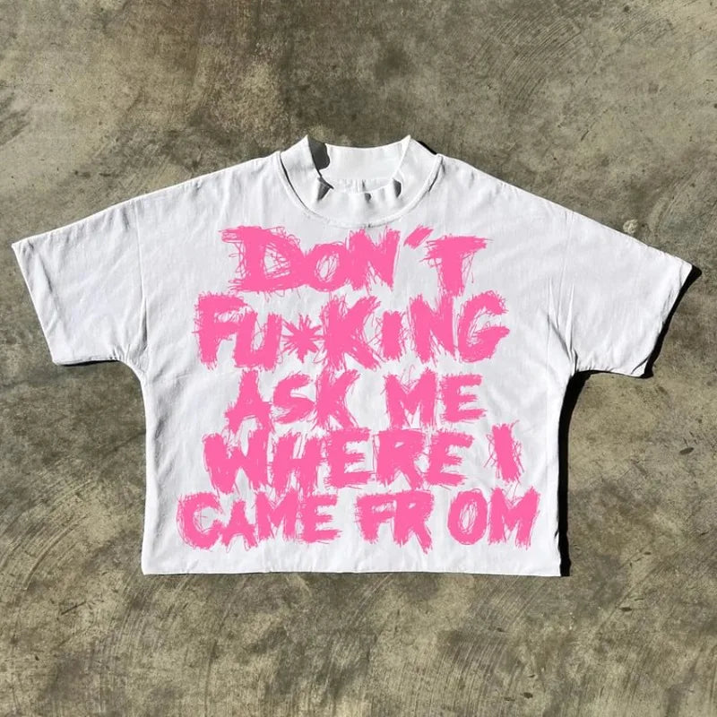 Men's Vintage Oversized Slogan T-Shirt Streetwear Graphic