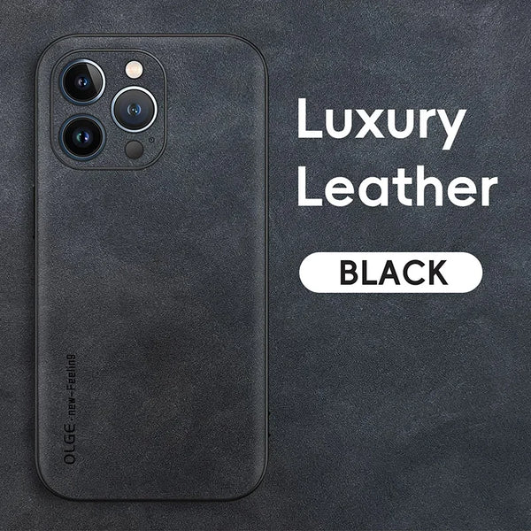 Luxury Leather iPhone Case Silicone Soft Shockproof Protection Cover