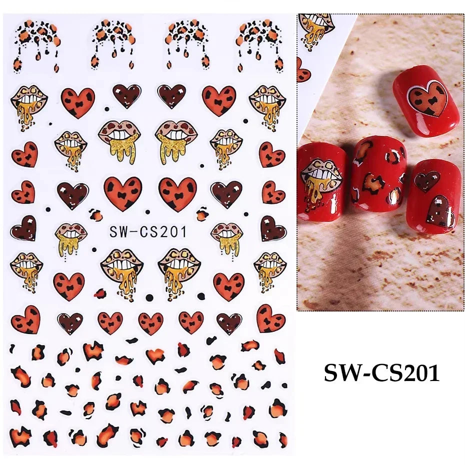 Melted Heart Nail Art Stickers