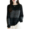 Plus Size Sequin Sweater Womens Color Block Stripe Knit Pullover