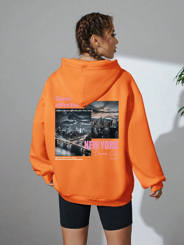 New York Hoodie Women Fashion Oversize Streetwear Top