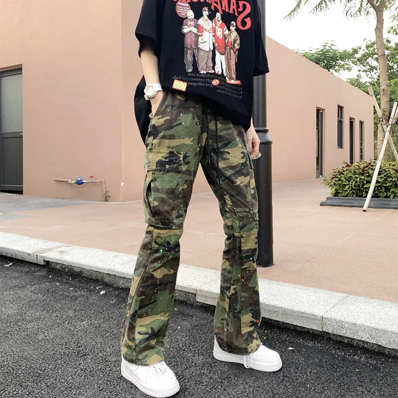 Y2K Streetwear Camouflage Baggy Tracksuit Cargo Pants Men
