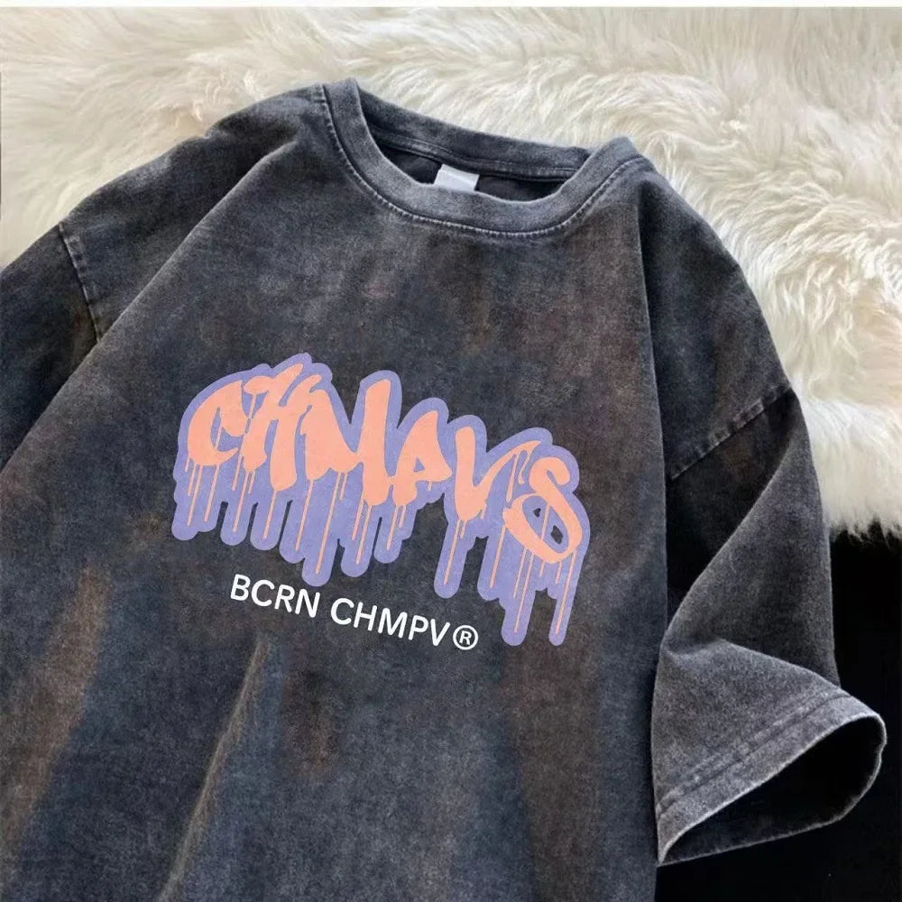 Men's Cartoon Print Summer T-Shirt Breathable Trendy Graphic