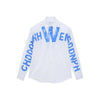 Mens Shoulder Pad Shirt Graffiti Letter Square Collar Long Sleeve