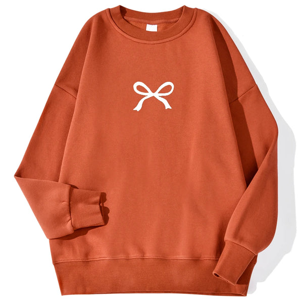 Casual Women's Sweatshirts Kawaii Bow Graphic Prints Pullover
