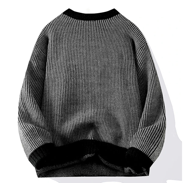 Mens Crew Neck Sweater Loose Fit Warm Layering Pullover Fall Winter