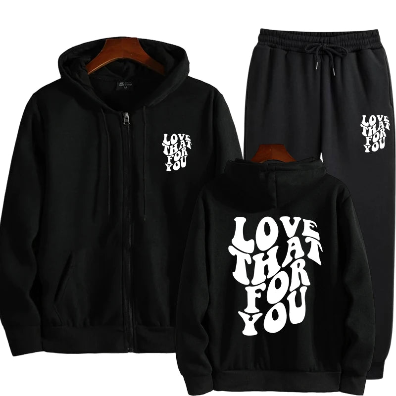 Women's Zip-Up Hoodie Tracksuit Casual Sportwear Sweatshirt Set