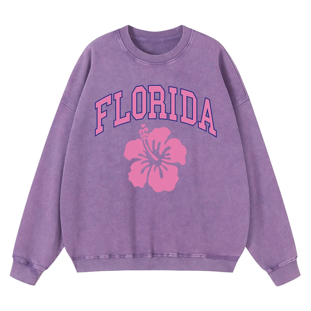 Pink Flowers Florida Hoodie Men Streetwear