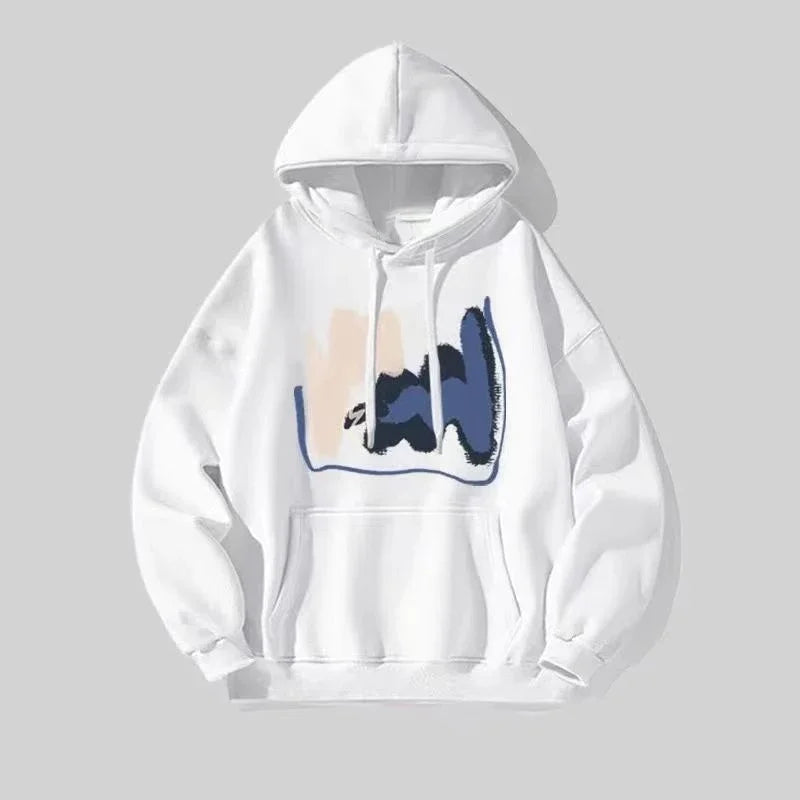 Spring Autumn Men's Casual Hoodie Loose Breathable Printed Sweatshirt