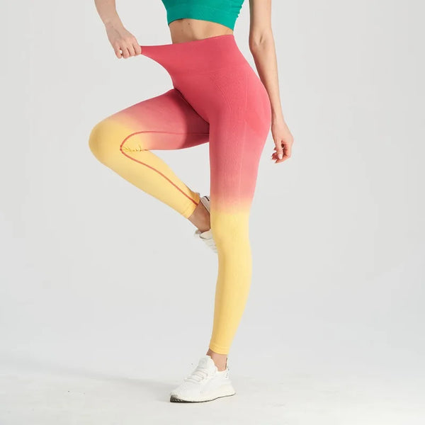 Gradient Seamless High Waist Leggings Women Yoga Slim Fit Tights