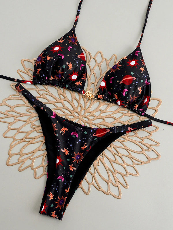 Womens Micro Bikini Push Up Brazilian Thong Halter Swimsuit Set Sexy