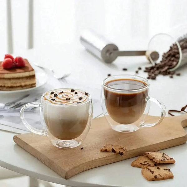 1/2/4Pcs 150/250ml Transparent Glass Coffee Cup with Handle