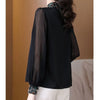 Embroidered Chiffon Blouse Stand Collar Elegant Spring Top