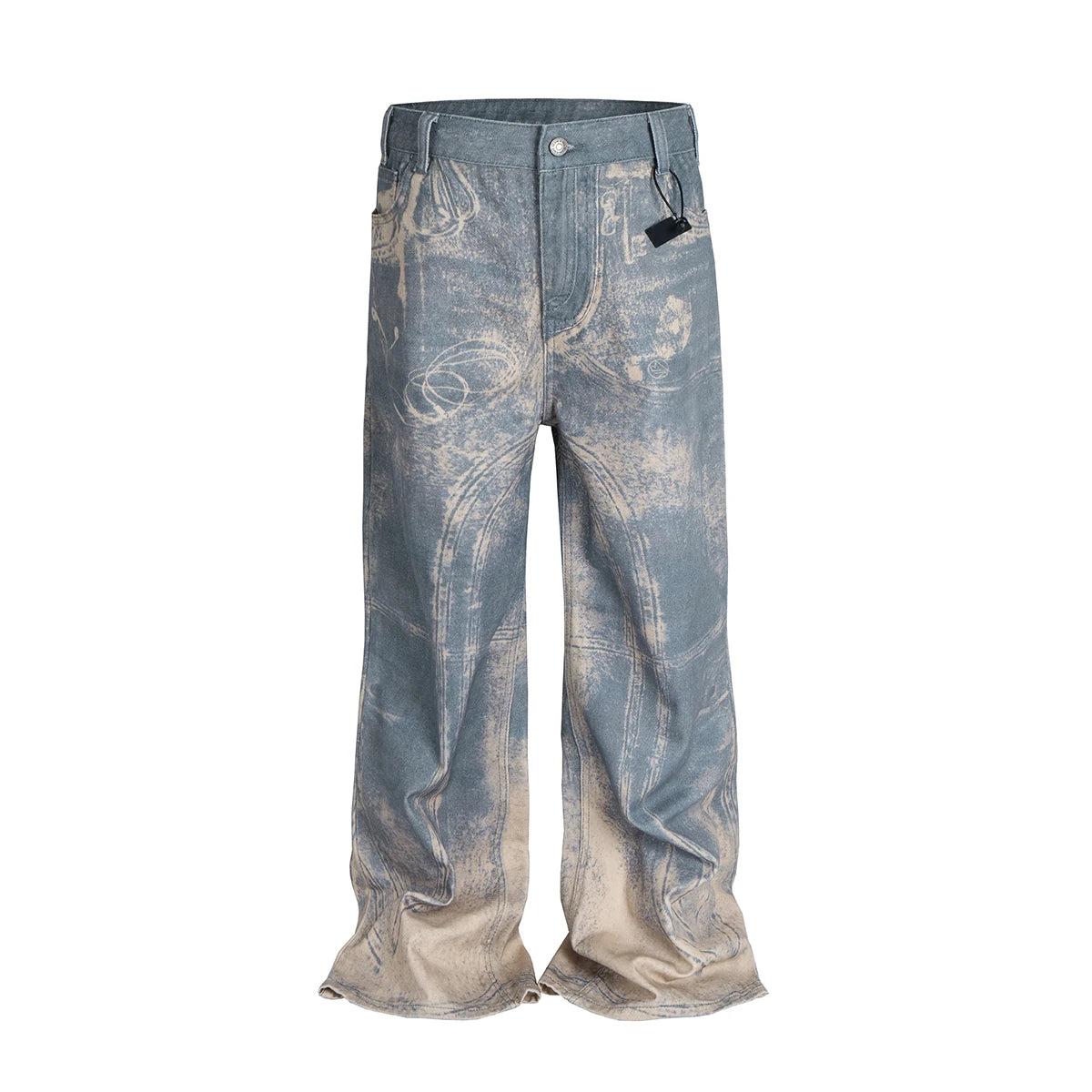 3D Print Baggy Denim Jeans Men Wide Leg Cargo Pants