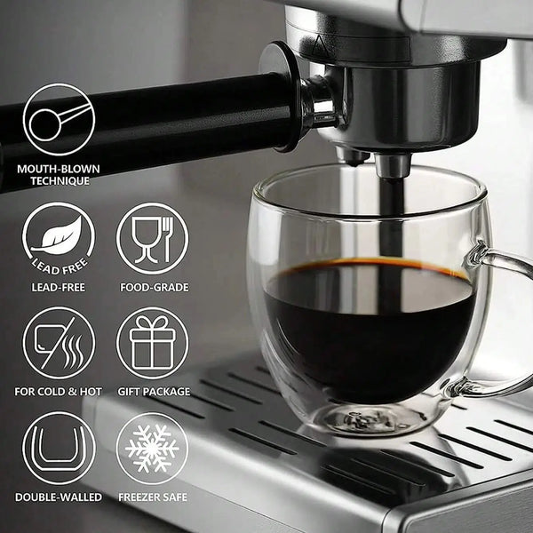 1/2/4Pcs 150/250ml Transparent Glass Coffee Cup with Handle