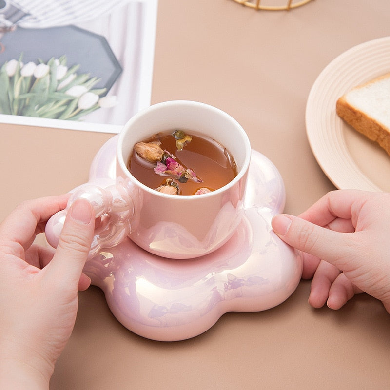 Mugs and saucers set girls high-value cherry blossom cups are luxurious