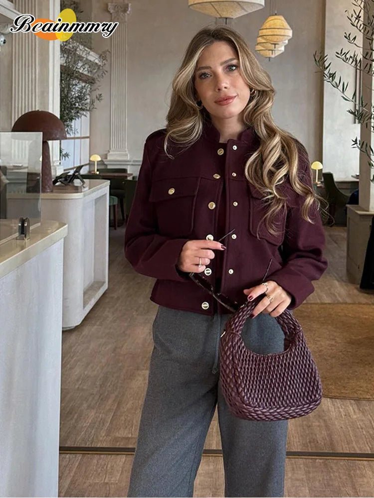 Autumn Elegant Long Sleeve Pocket Jacket