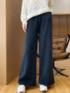 Womens Merino Wool Pants Flared Knit Trousers Elastic Waist Office