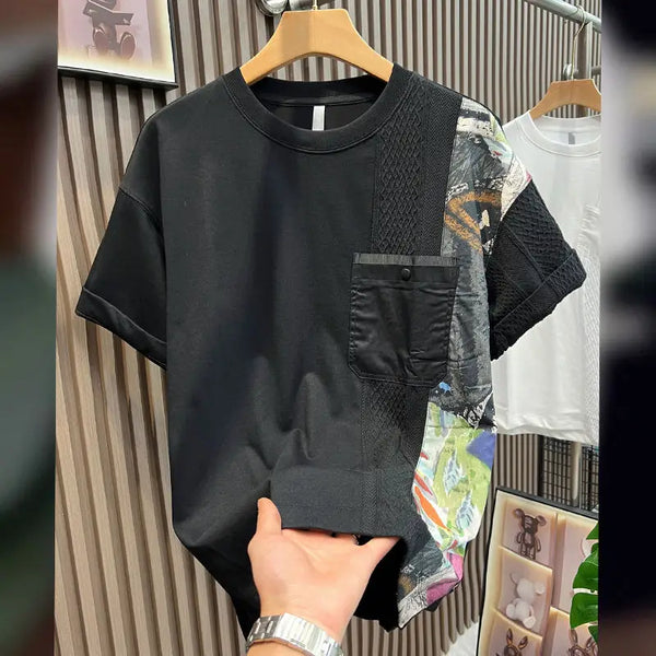 Casual Patchwork Color Block Loose Short Sleeve T-Shirt