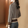 Plaid Patchwork Jacket Women Loose Fit Zipper Coat Spring Fall
