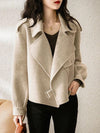 Khaki Bomber Jacket Women Wool Blend Belted Coat Fall Winter Warm