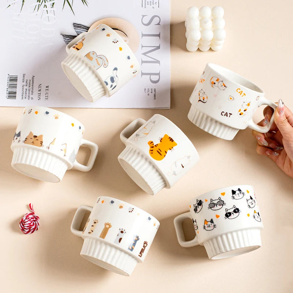 Ceramic coffee cup chocolate milk cup tea cup mug cute cat design