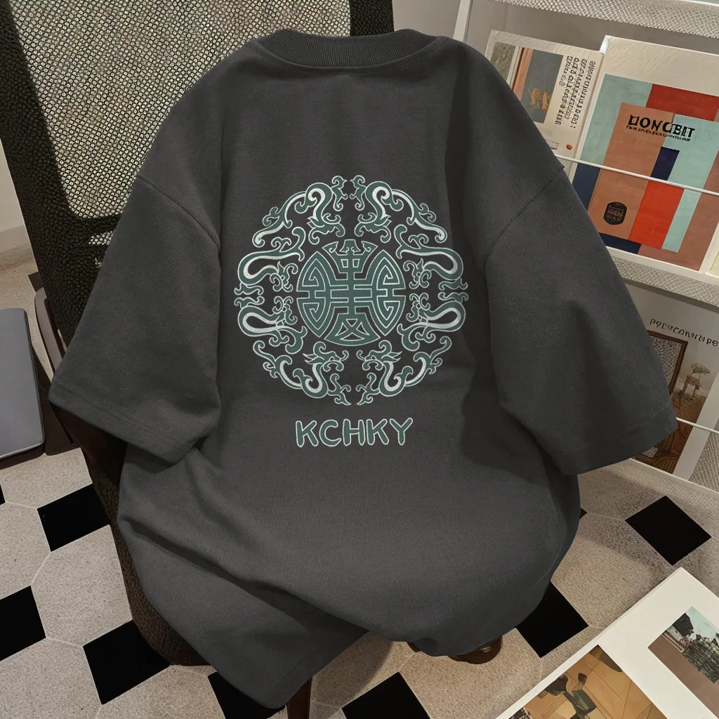 Men's Summer Street Harajuku Graphic Print Loose Retro T-Shirt