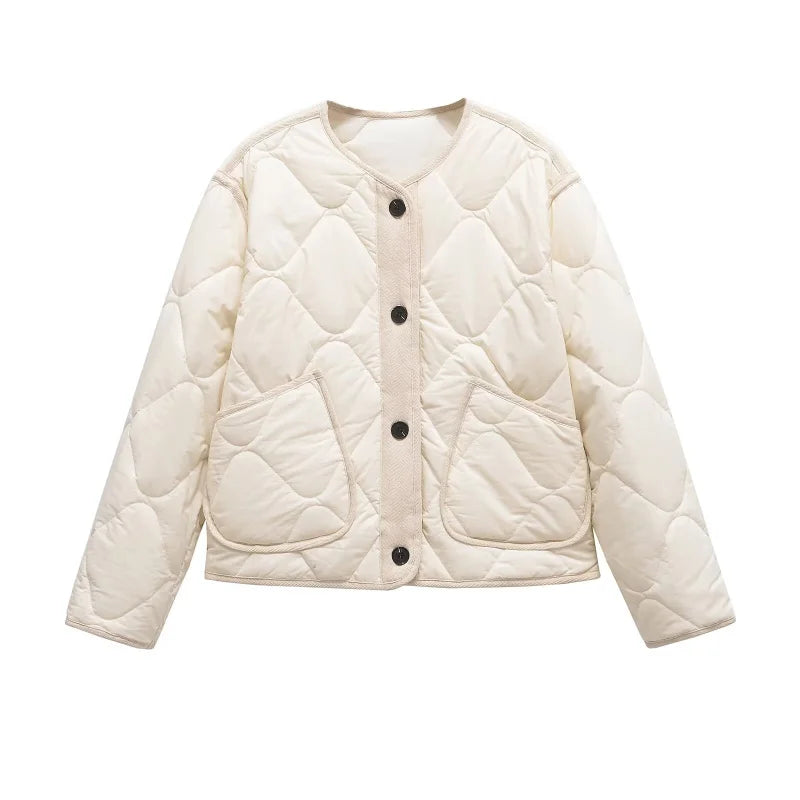 Spring Vintage Quilted Cotton-Padded Loose Casual Jacket Women