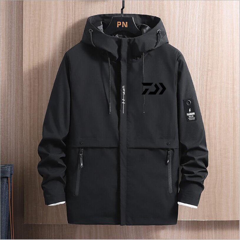 Spring Autumn Fishing Jacket Hooded Windbreaker Senior Cycling Leisure Sportswear Top - xinnzy