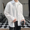 Mens Plaid Textured Shirt Long Sleeve Tassel Button Up Casual 2026